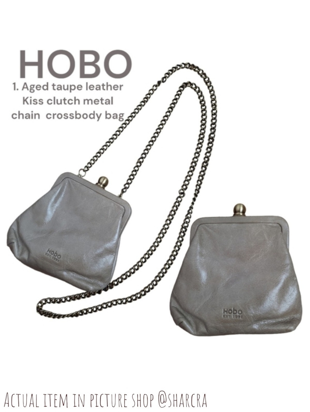 HOBO International Vintage Leather Kiss-Lock Crossbody Pouch Coin Purse Clutch